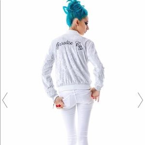 NWOT Dolls Kill crushed velvet bomber jacket